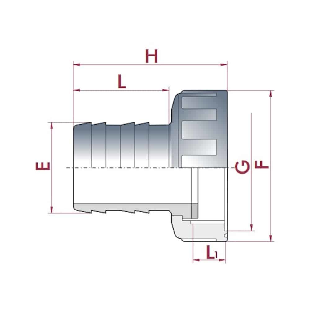 PVC hadicová vsuvka s převlečnou maticí 1" IG x 25 mm-0