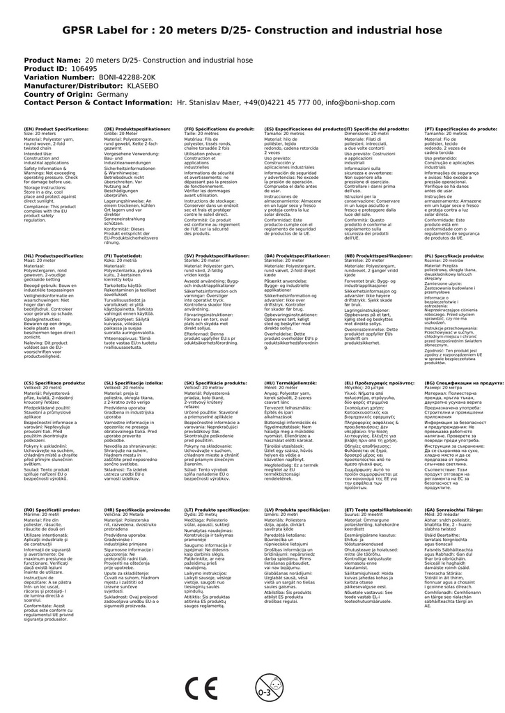 20 metrů D/25- stavební a průmyslová hadice-1