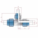 PP PE trubková šroubení T-kus redukovaný 25 x 20 x 25-0