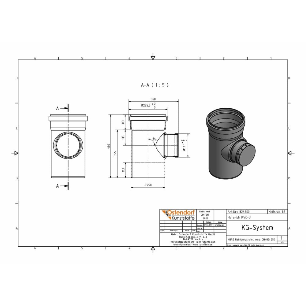 KGRE čisticí potrubí DN/OD 250 s kulatým víkem-1