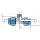 PP PE trubková šroubení T-kus 25 x 1/2" IG x 25-0