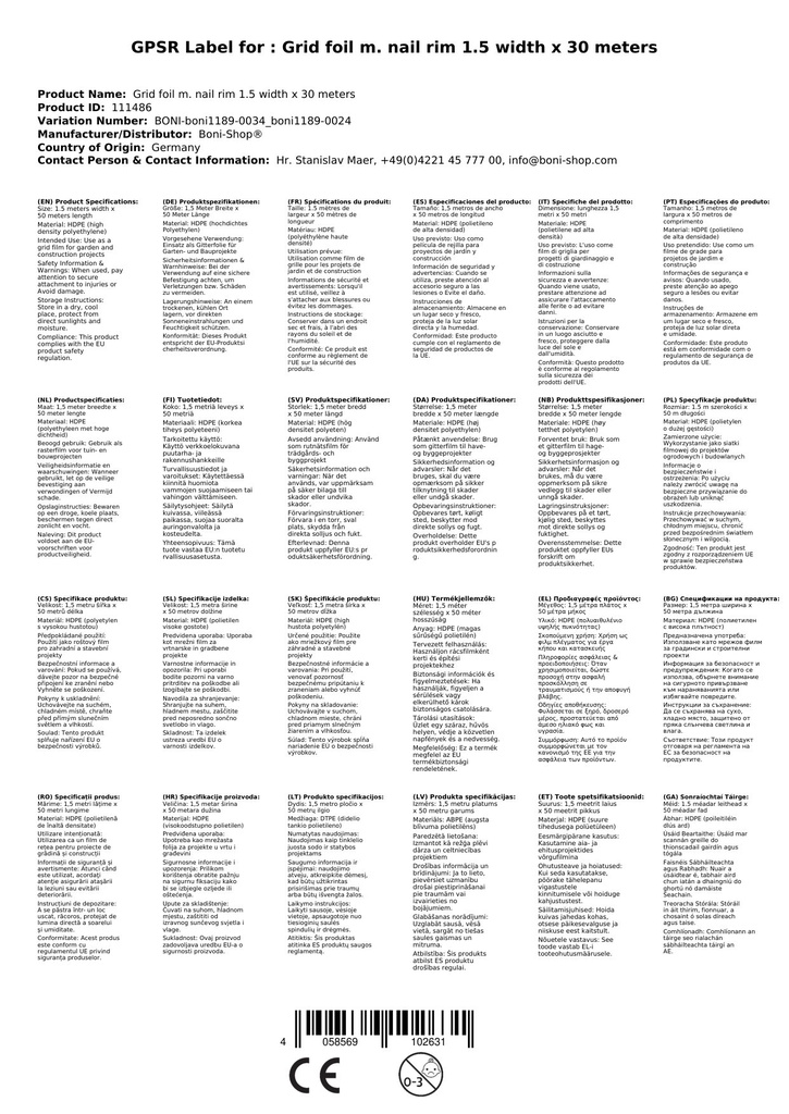 Mřížková fólie s okrajem na hřebíky 1,5 šířka x 30 metrů-4