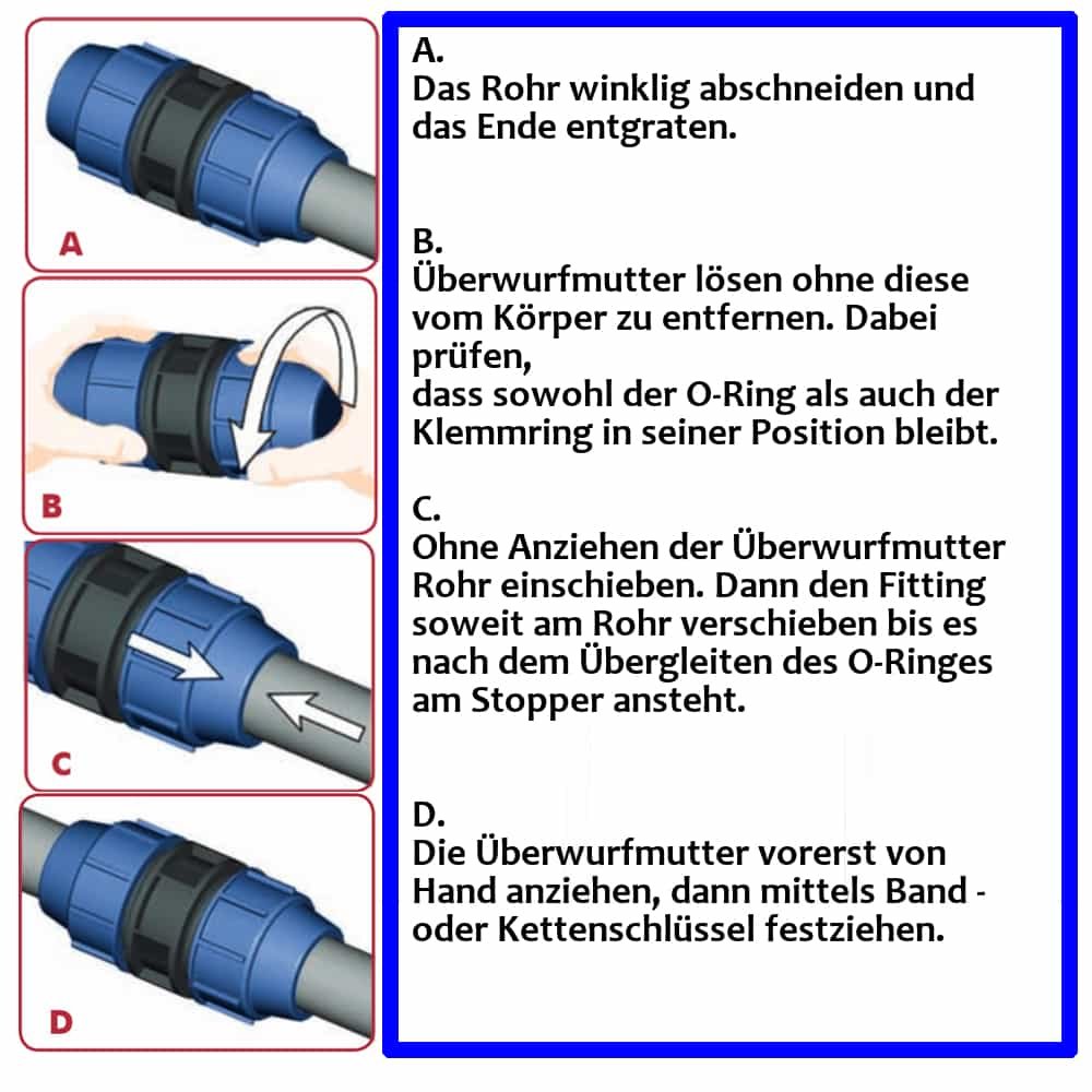 PP PE Rohr Verschraubung T-Stück 40 x 1 1/4" AG x 40-2