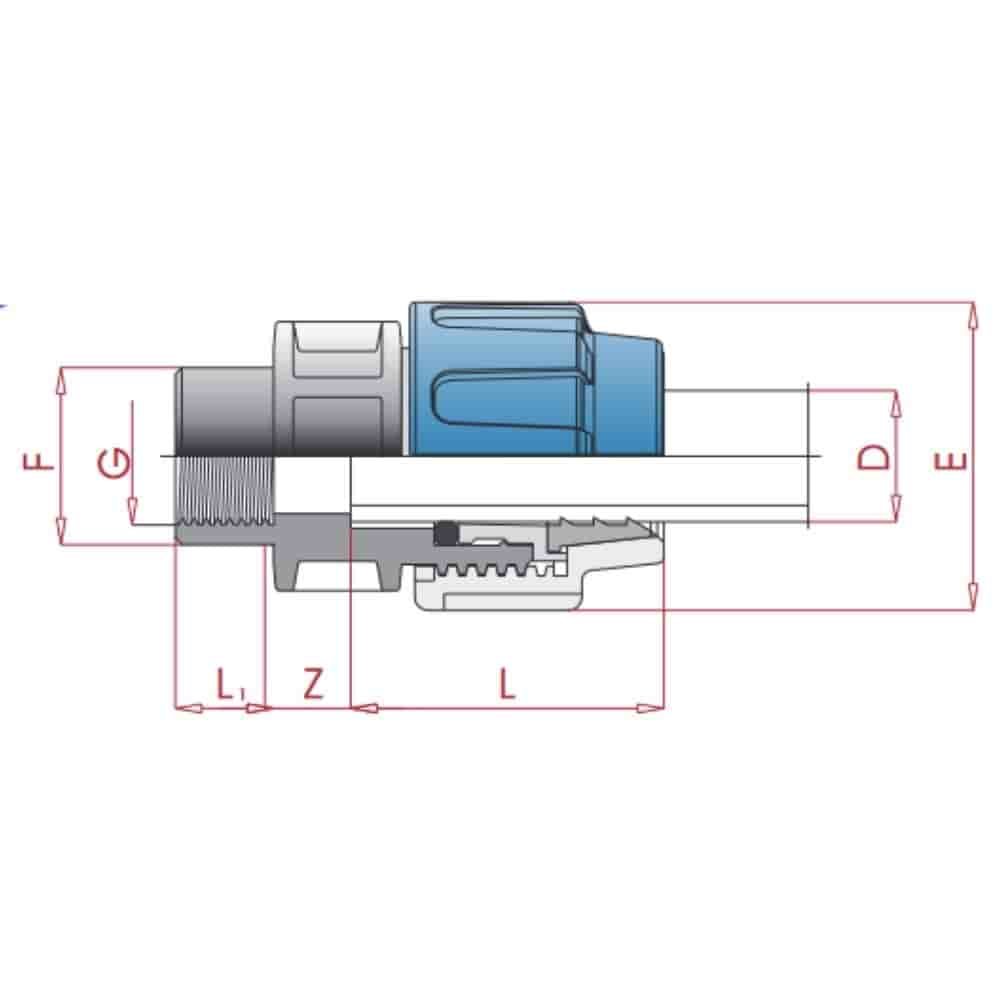 PP PE trubková šroubení spojka IG 20 x 1/2"-4