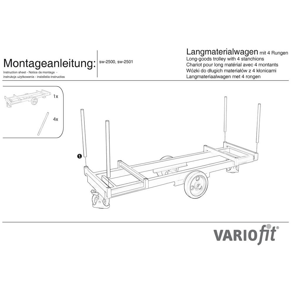 Vozík na dlouhý materiál se 4 sloupky (EV)-0