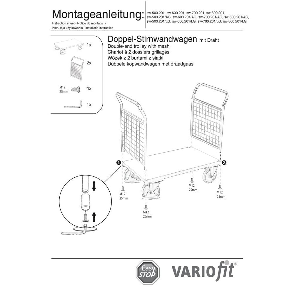 Dvojitý drátěný čelní vozík 400 kg typ S + EasySTOP-0