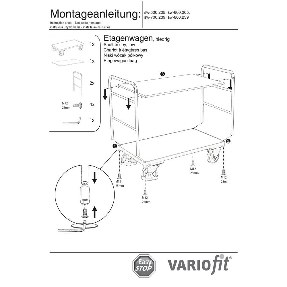 Patrový vozík se 2 policemi 250 kg Typ S + EasySTOP-1