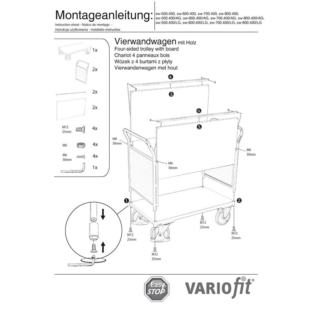 Čtyřstěnný vozík 400 kg Typ S + EasySTOP-0