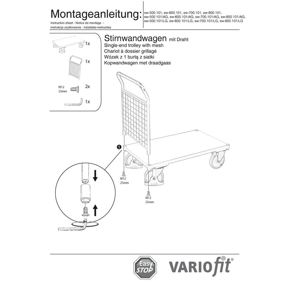 Drátěný čelní vozík 500 kg Typ L + EasySTOP-0