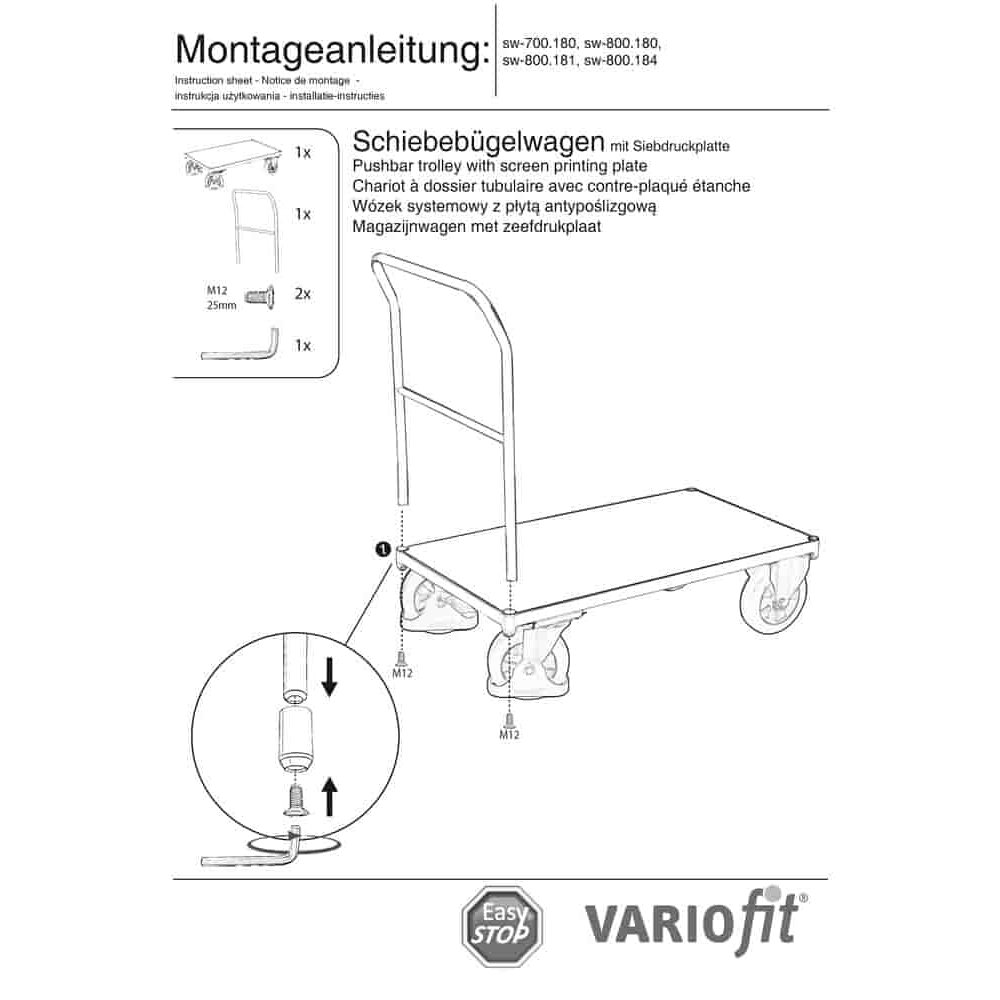 Přepravní vozík 1000 kg Typ S + EasySTOP-0