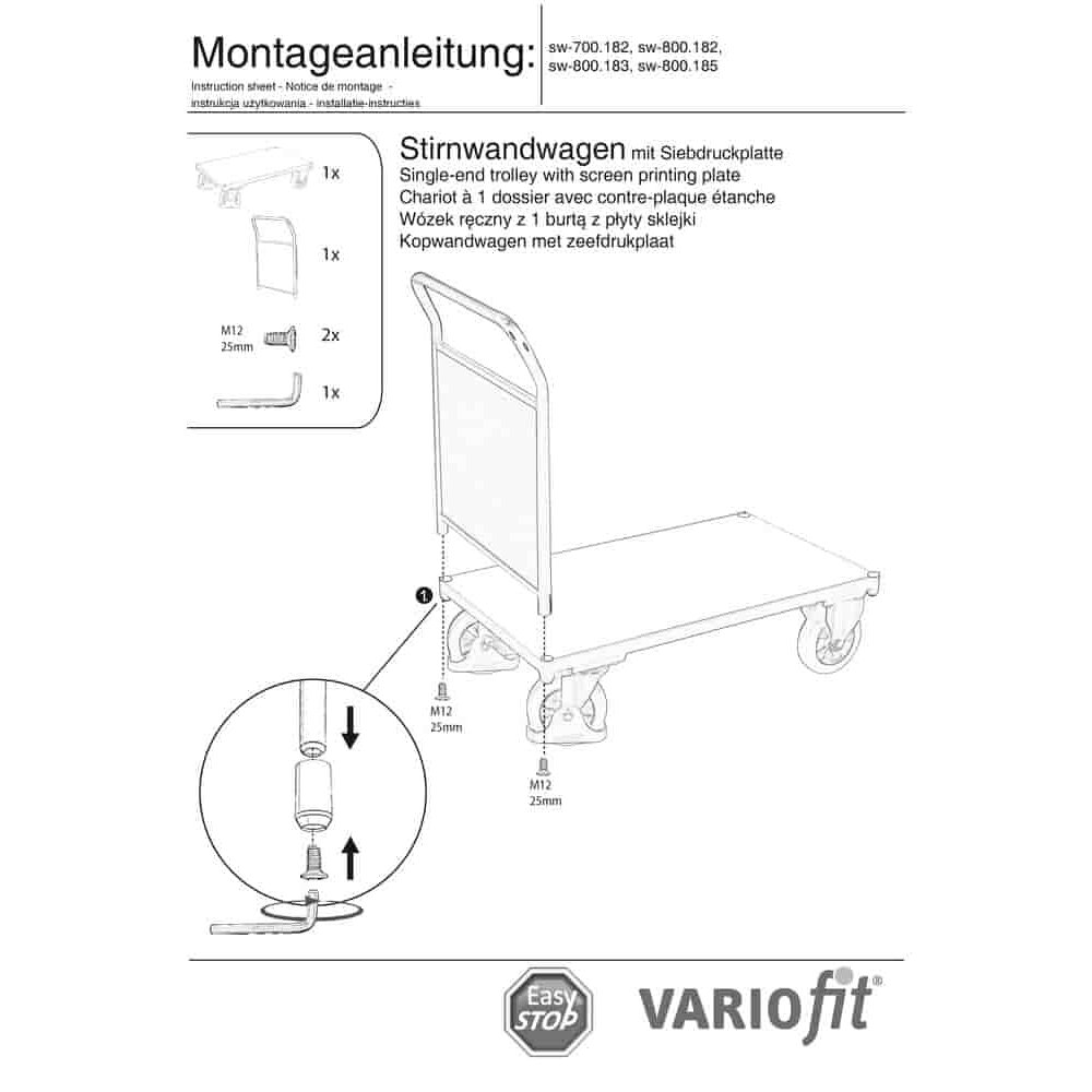 Čelní stěnový vůz 1000 kg Typ S + EasySTOP-0