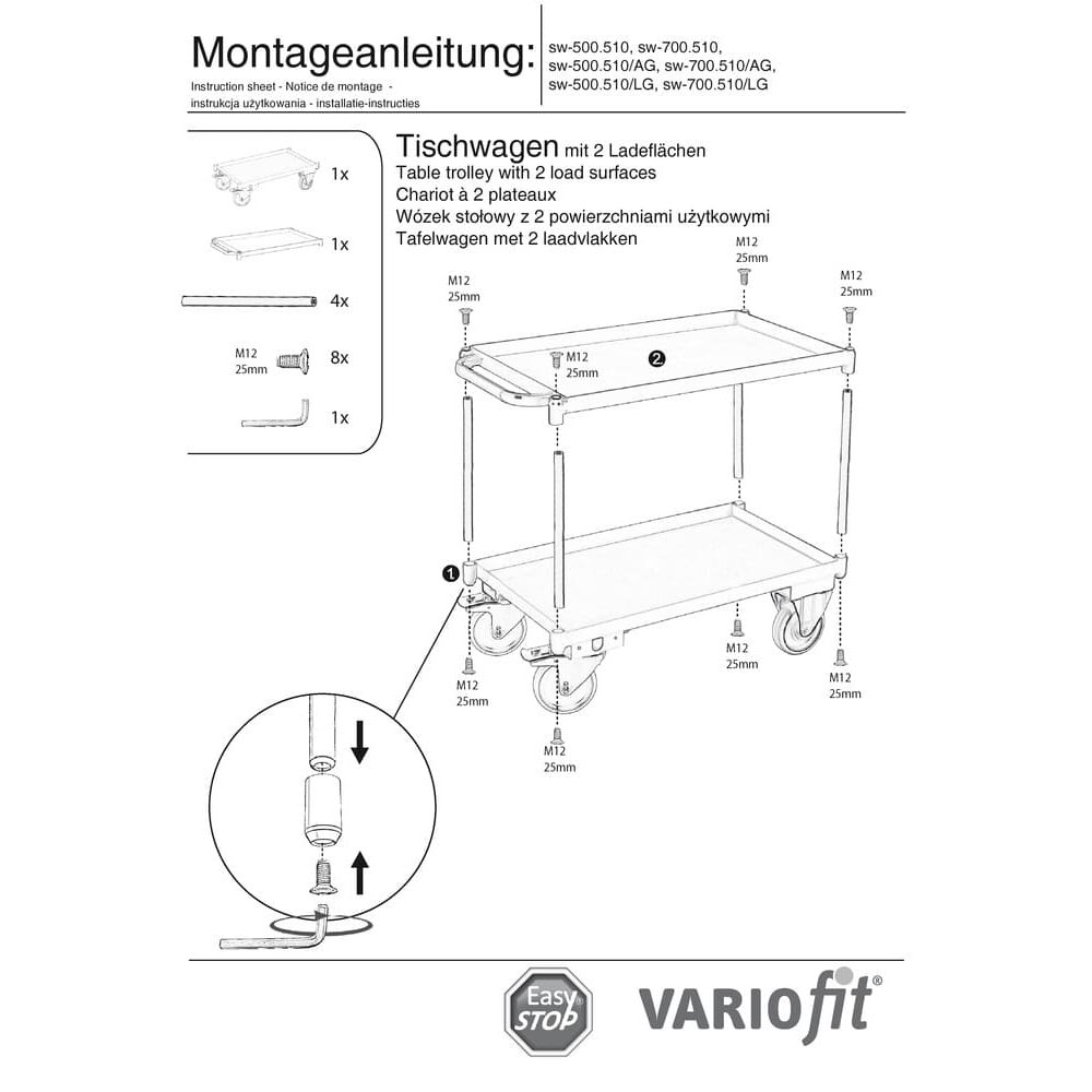 Velký stůl s 2 patry, okraj vany vysoký 40 mm + EasySTOP-1