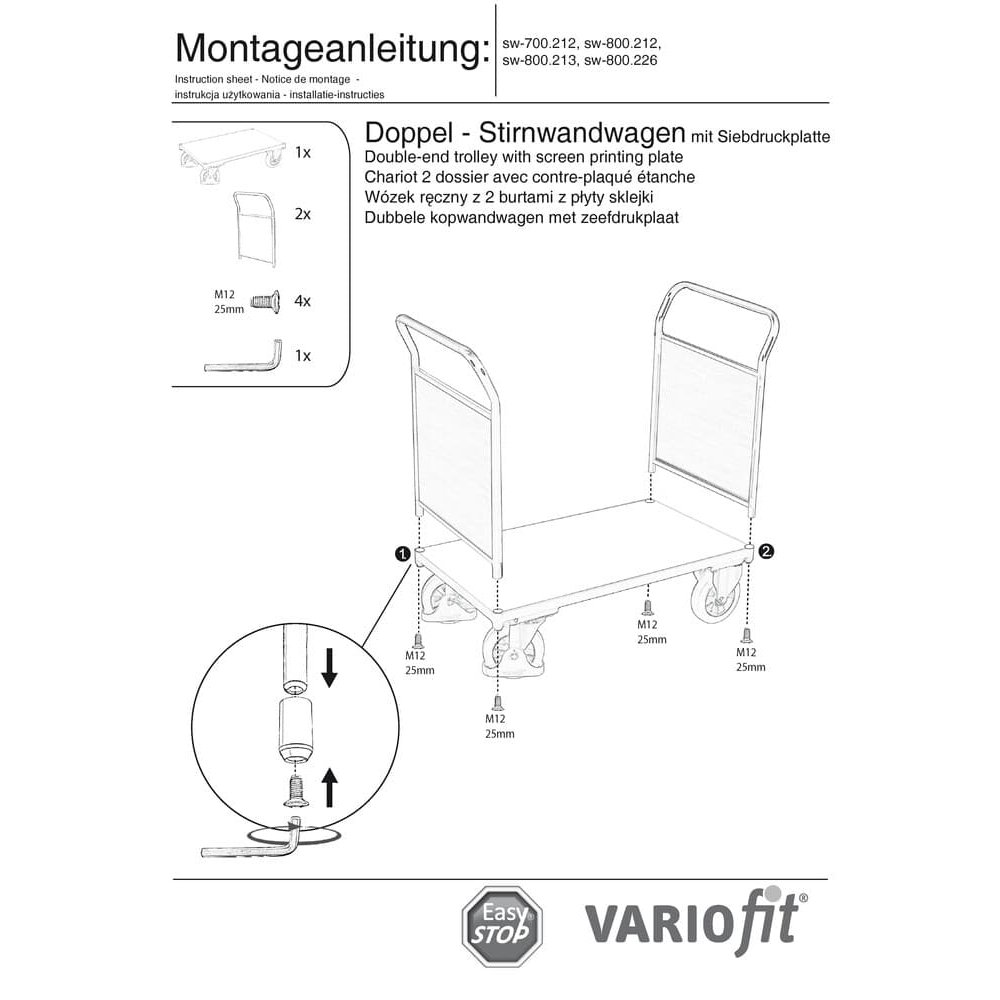 Dvojitý čelní vozík 1000 kg Typ M + EasySTOP-0