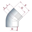 PVC-U 45° koleno objímka x IG 20 mm x 1/2" PN10-0