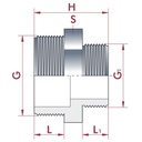 PVC - U redukovaná dvojitá vsuvka AG 2 1/2" x 1 1/2"-0