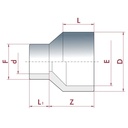 PVC-U redukce dlouhá 40-32mm x 25 mm PN16-0