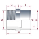 PVC-U přechodová spojka x AG 25-20mm x 3/4" PN10-0