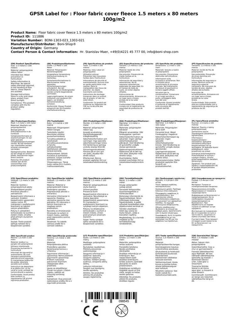 Půdní textilie Krycí netkaná textilie 1,5 metru x 80 metrů 100g/m²-2