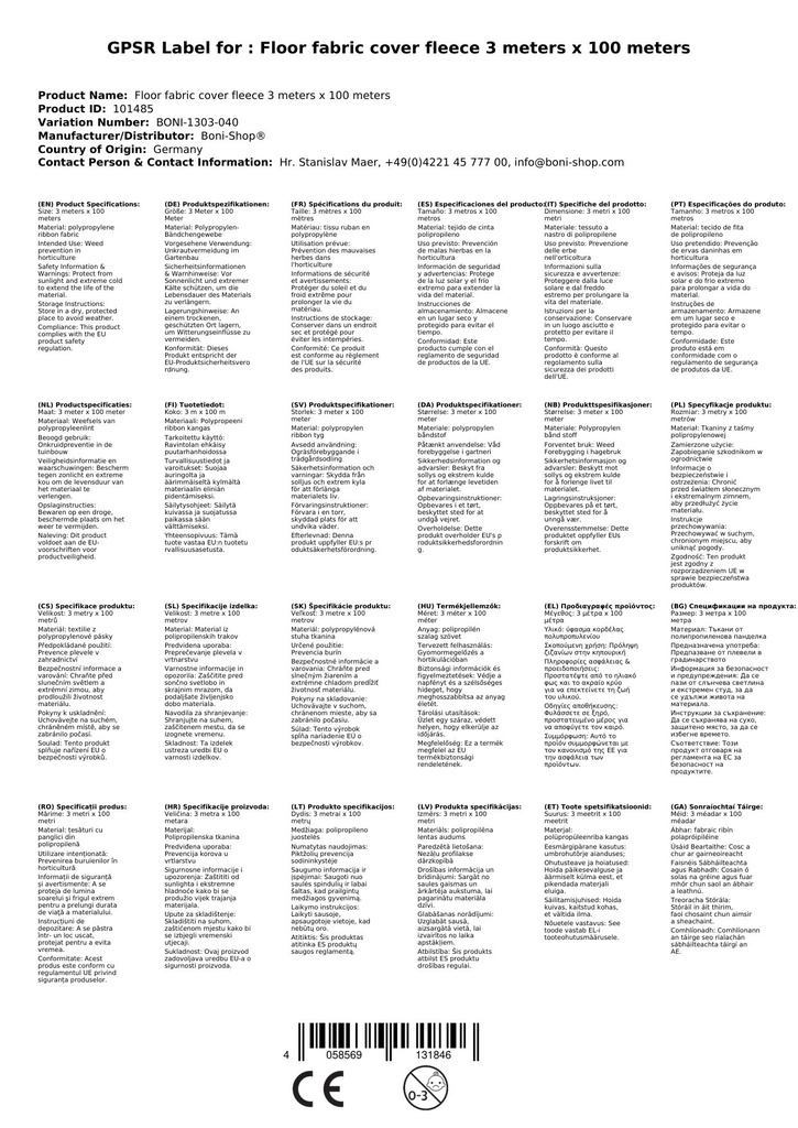 Půdní textilie Krycí rouno 3 metry x 100 metrů-3