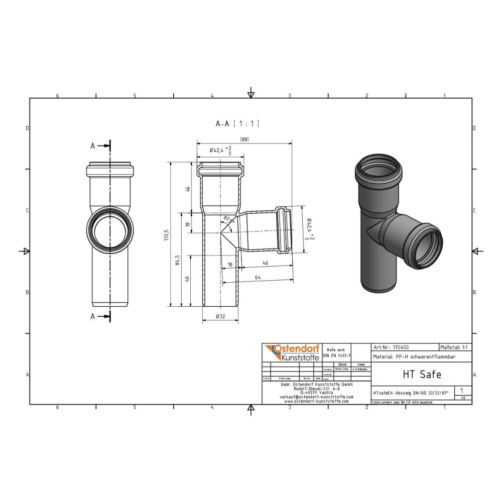 HTsafeEA Odbočka DN/OD 32/32 88,5 stupňů-1