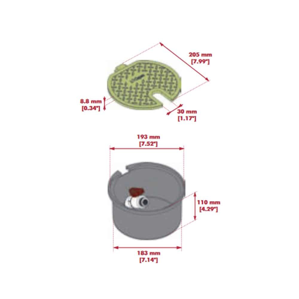 Kulatá šachta na ventily 110 mm výška s 3/4" ventilem-1