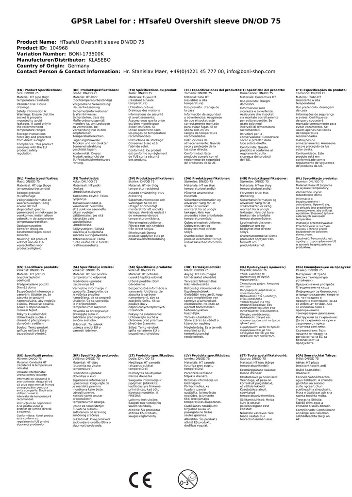 HTsafeMM Dvojitá objímka DN/OD 75-2