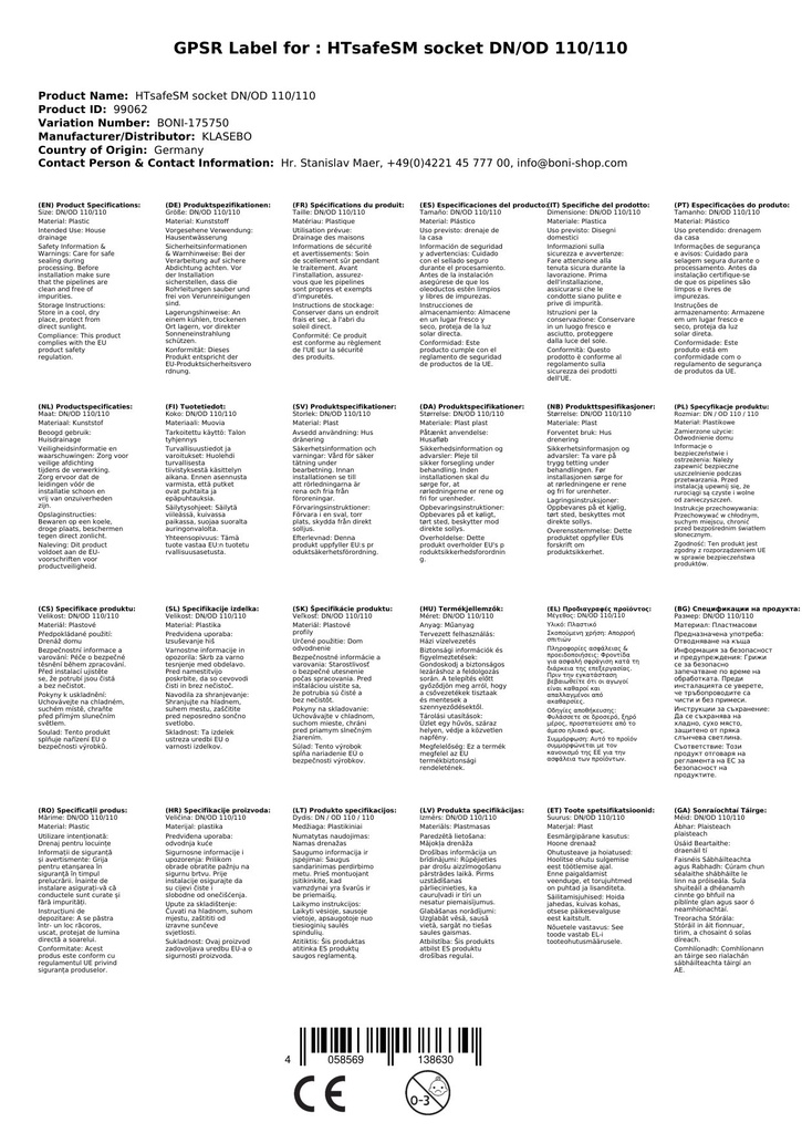 HTsafeSM zasouvací spojka DN/OD 110/110-2