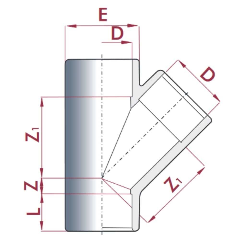 PVC-U 45°T-kus objímka 50 mm PN10-0