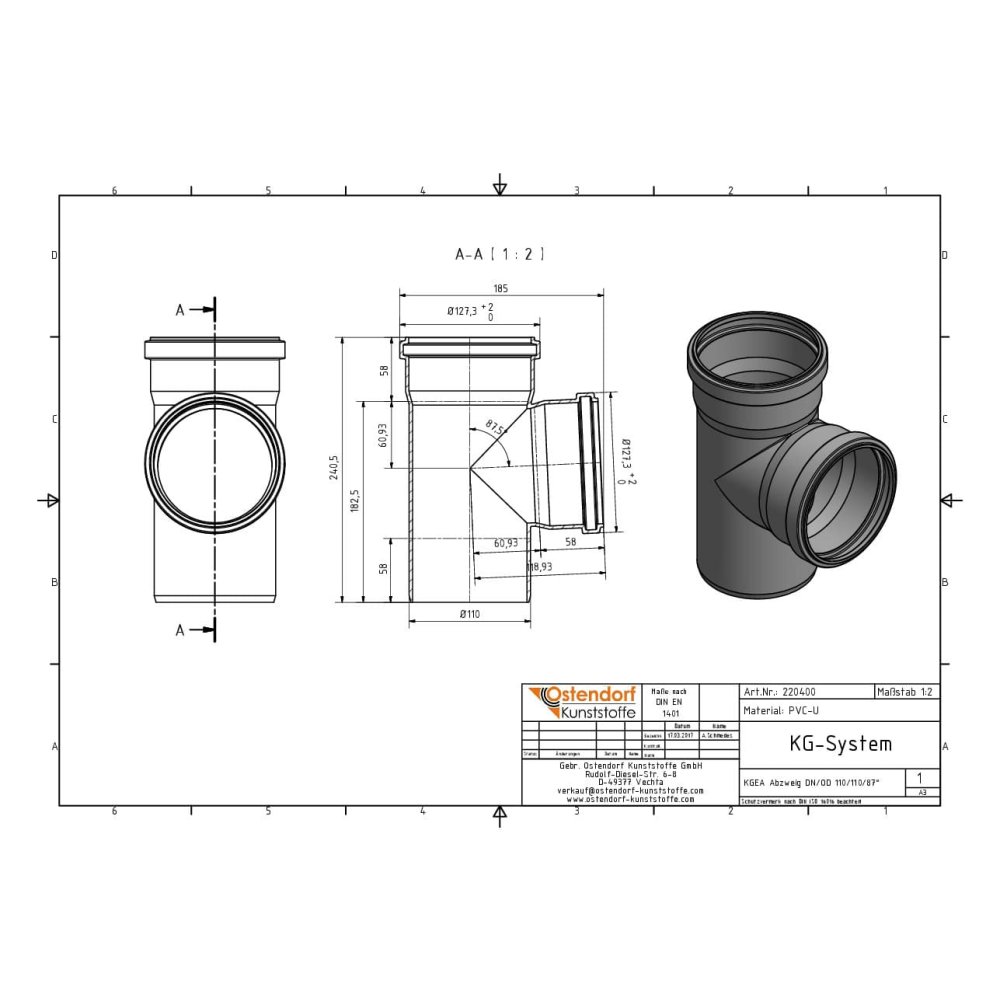 KGEA Odbočka DN/OD 110/110 87 Stupňů-1