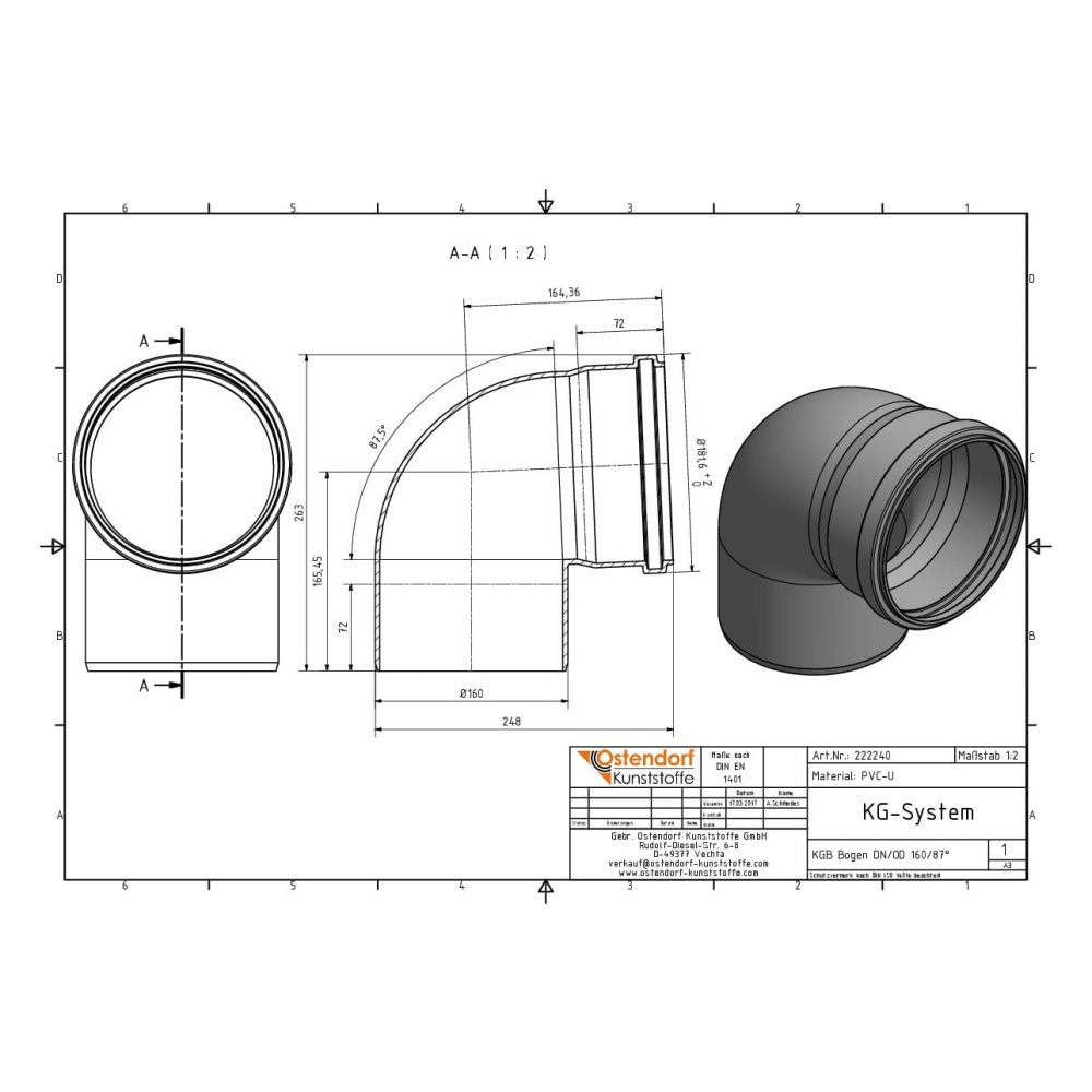 KGEA odbočka DN/OD 160/160 45 stupňů-1