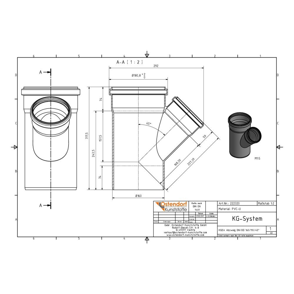 KGEA odbočka DN/OD 160/160 87 stupňů-1