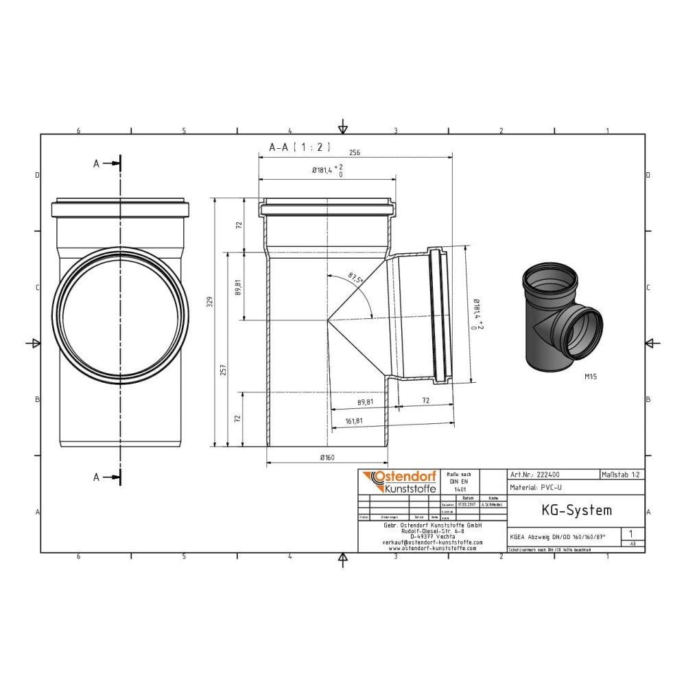 KGEA odbočka DN/OD 160/125 87 stupňů-1