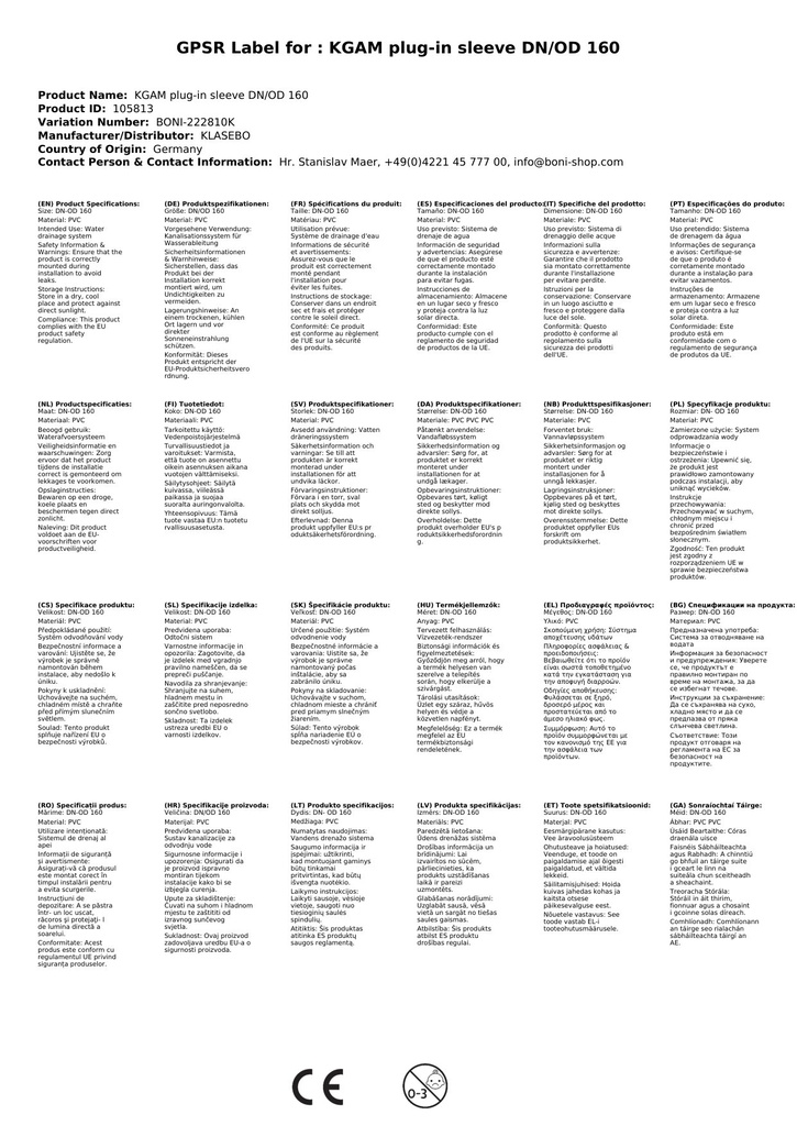 KGUG připojení na litinu DN/OD 160-3