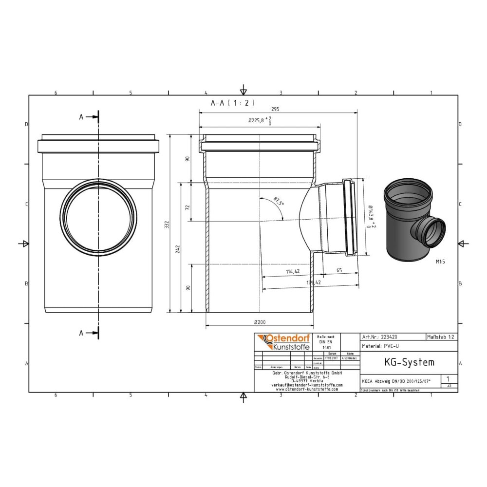 KGEA odbočka DN/OD 200/125 87 stupňů-0