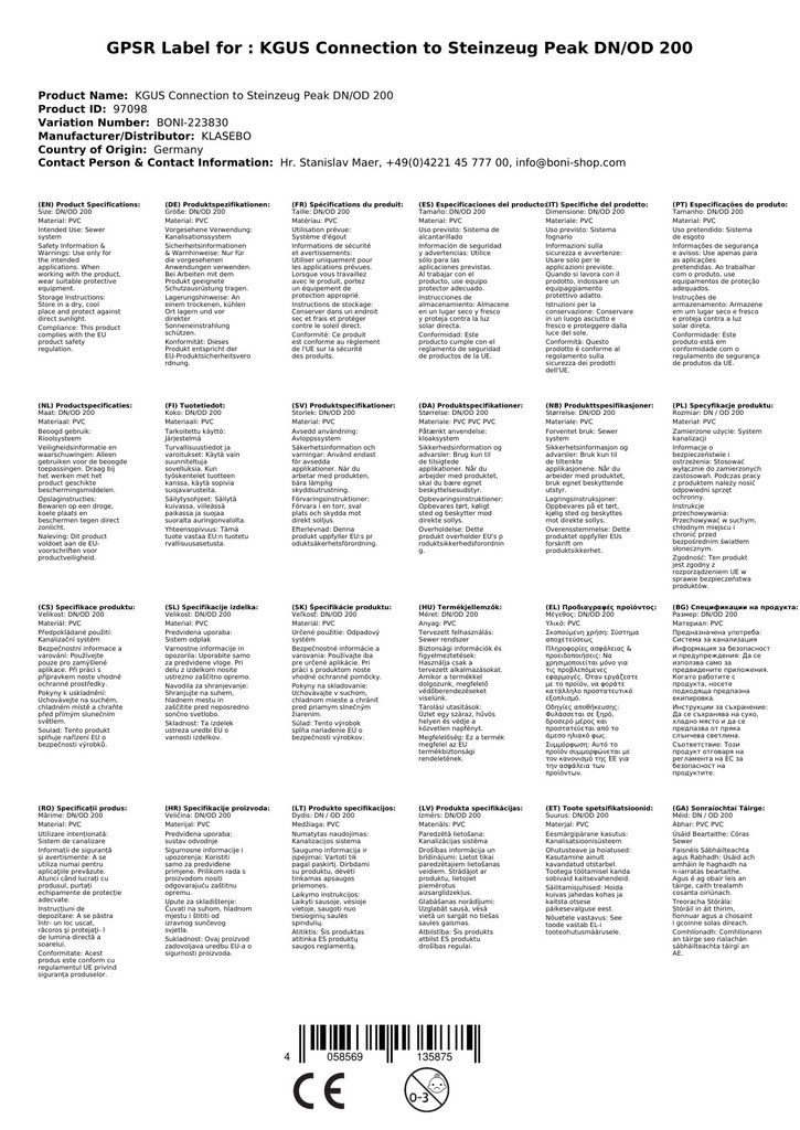 KGUS připojení na kameninu DN/OD 200-3