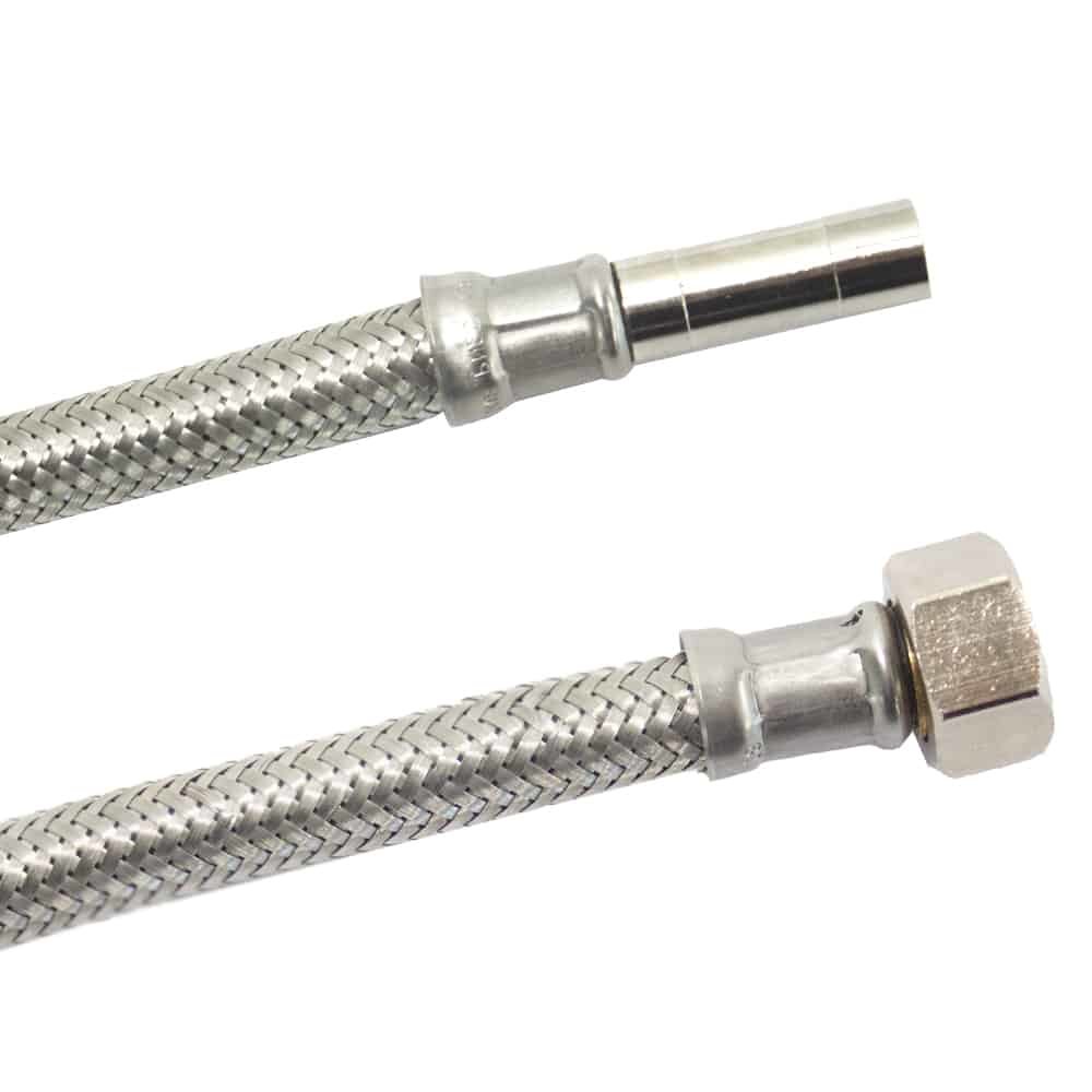 DN8 DVGW pancéřová hadice s nerezovým opletem 3/8" ÜM x 10mm trubkový nástavec 300 mm