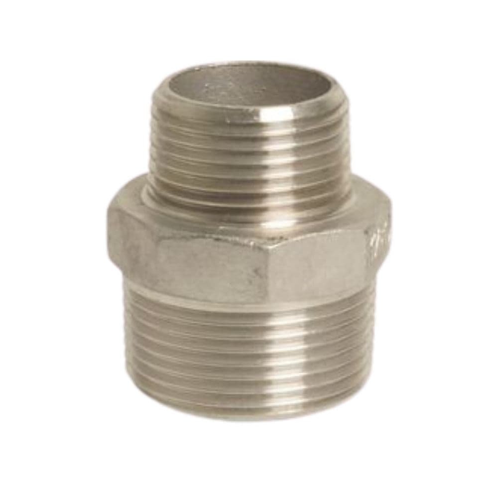 Závitová tvarovka nerezová redukční vsuvka 1/2" AG x 3/8" AG