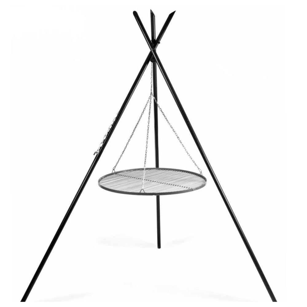 Otočný gril „TIPI“ 210 cm + grilovací rošt 80 cm z nerezové oceli