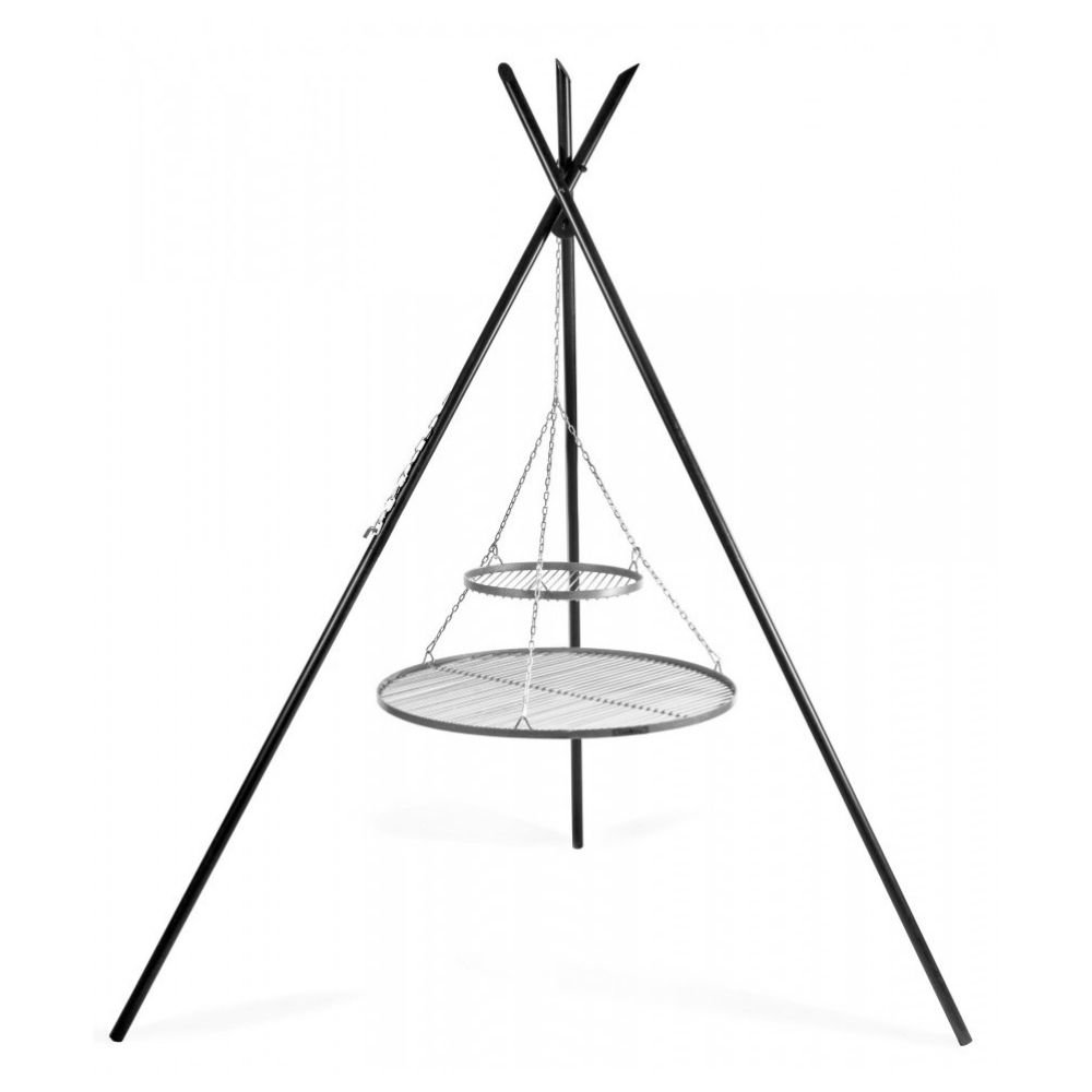 Otočný gril „TIPI“ 210 cm + dvojitý rošt 70 cm a 40 cm z nerezové oceli