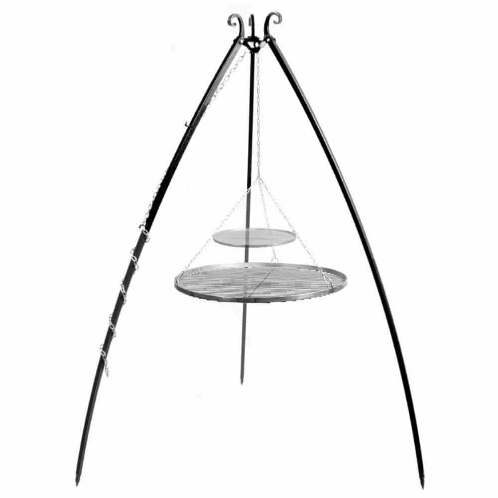 Otočný gril 200 cm + dvojitý rošt z nerezové oceli 70 cm a 40 cm