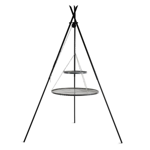 [BONI-C111446] Otočný gril „TIPI“ 210 cm + dvojitý rošt 70 cm a 40 cm z přírodního oceli