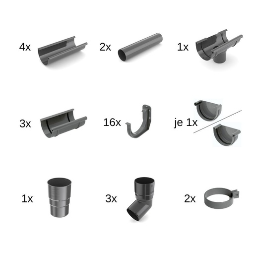 [BONI-62-024E-SET8] Sada okapů 8m grafit Systém 125