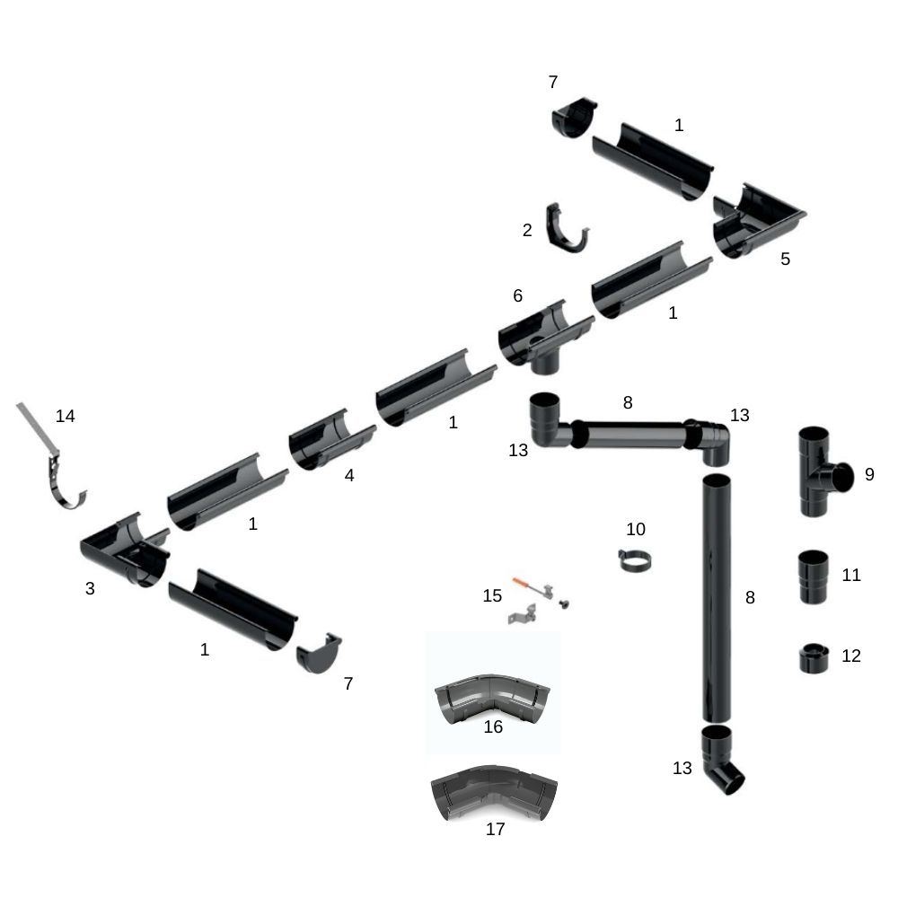 Spoj okapu hnědý systém 125-5